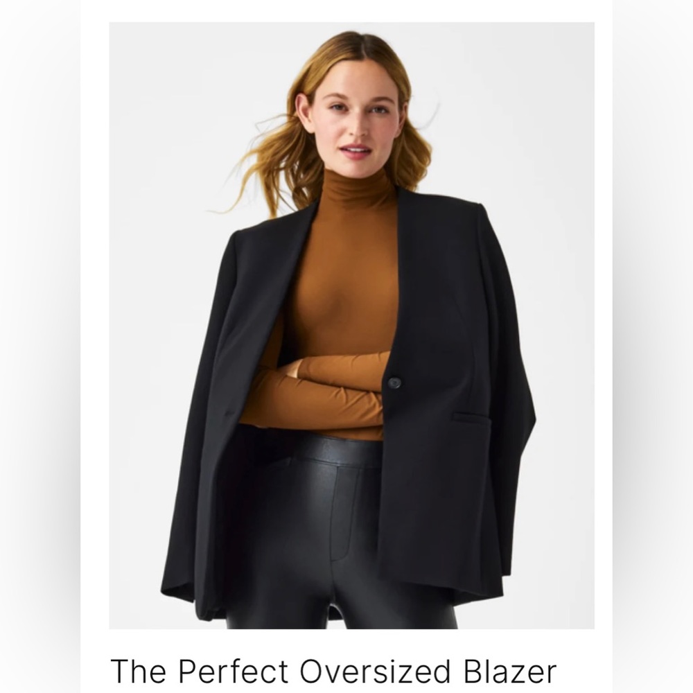 NWOT $248 Spanx Perfect oversized blazer black sz L ponte washable closet staple